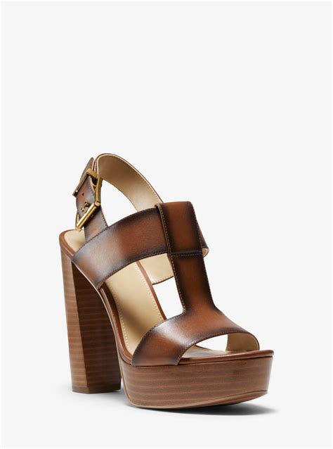 michael michael kors becker burnished leather platform sandal|michael kors becker platform sandals.